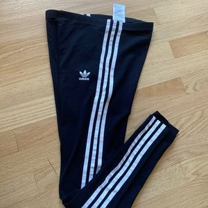 Adidas 3 stripe cotton leggings girls